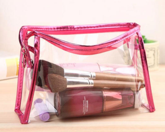 Pink/Transparent Makeup Cosmetic Travel Bag